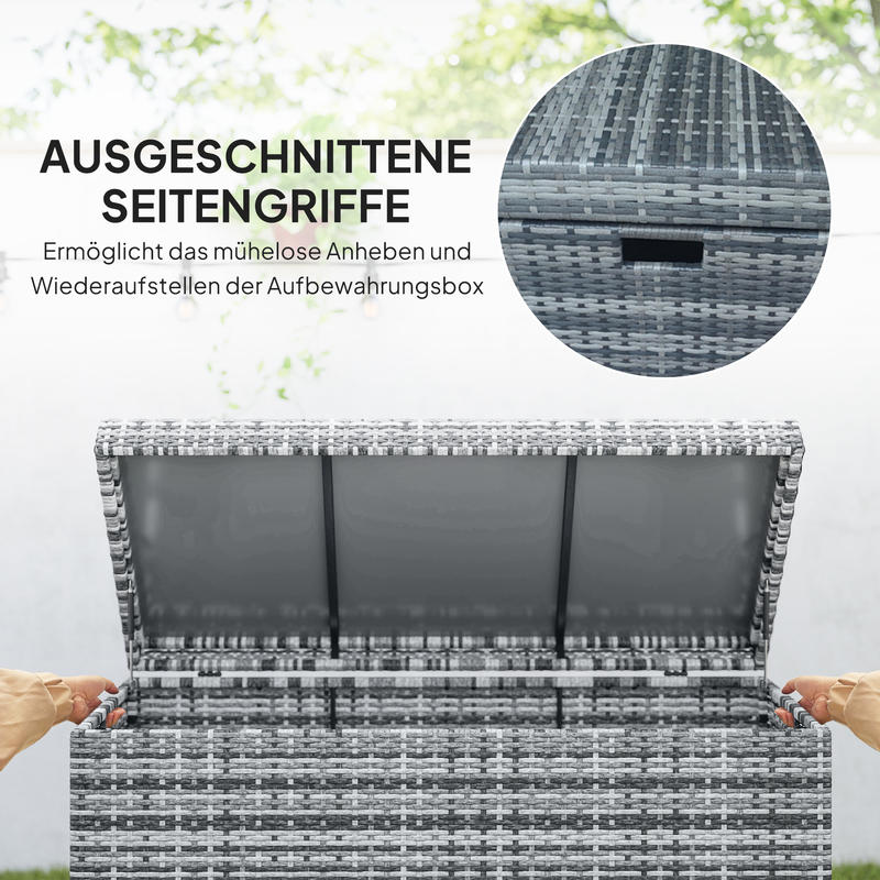 Opbergbox – Opbergmand – Opbergkist – Opbergdoos – Grote Rattan Opbergbox – 380L – UV-Bestendig – 130x61x65 cm – Donkergrijs
