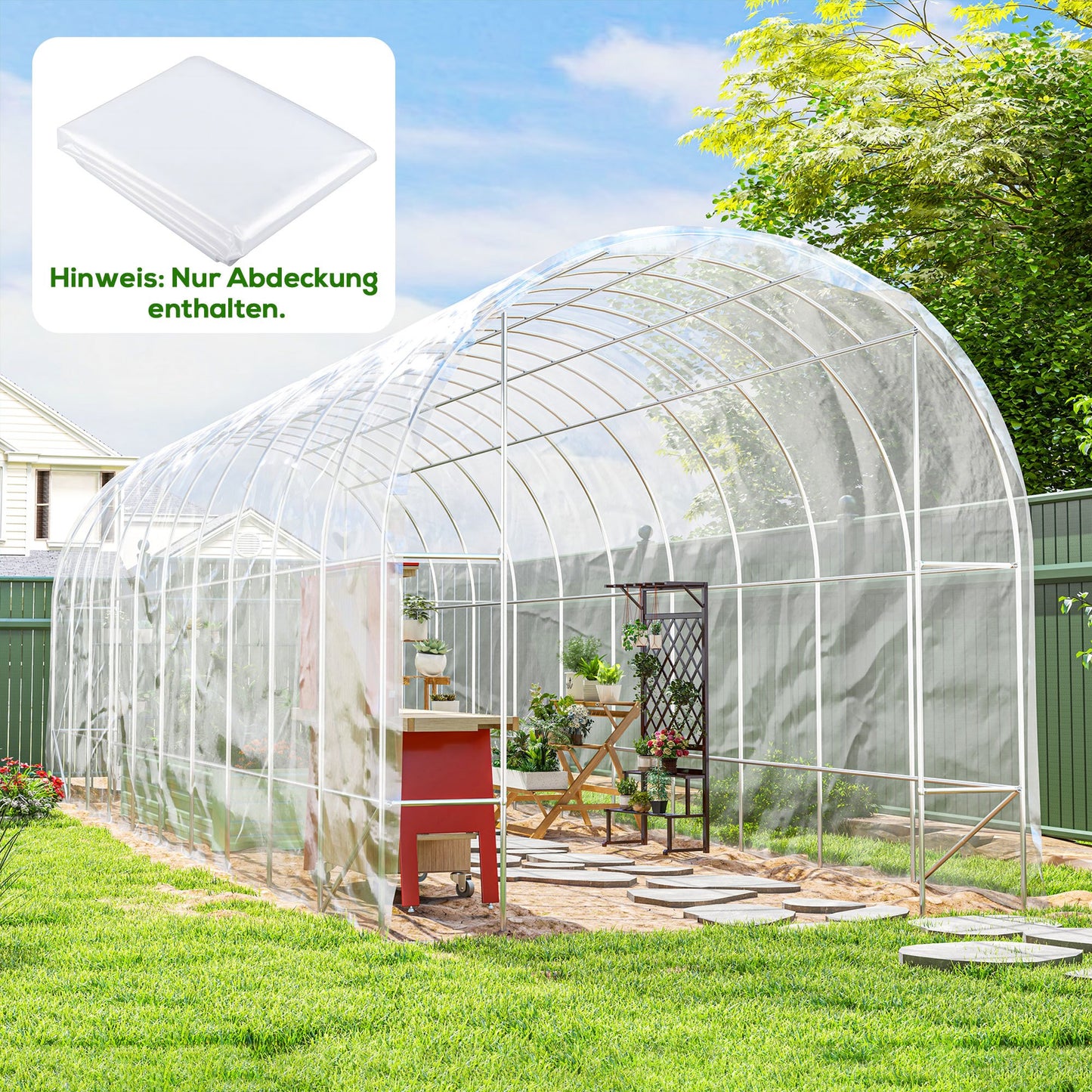 Kasfolie – Tuinfolie – Kassenfolie – Groentetunnelfolie – Tuinzeil – 0,15 mm Polypropyleen – 8 x 10 Meter Waterdicht & UV-Beschermd