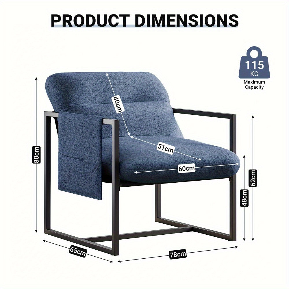 Fauteuil – Armstoel – Lounge Stoel – Accentstoel – Relaxfauteuil – Sherpa Bekleding – Metalen Frame – Comfortabel – 65x78x80 cm