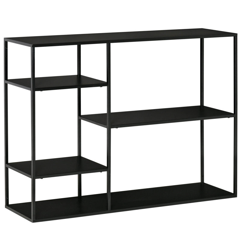 Boekenkast – Boekplank – Opbergrek – Wandkast – Stellingkast – Zwarte Metalen 5-Laags Boekenkast – Kant-en-Klaar Geassembleerd – Anti-Kantel Ontwerp