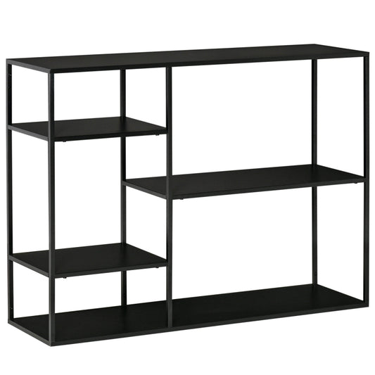 Boekenkast – Boekplank – Opbergrek – Wandkast – Stellingkast – Zwarte Metalen 5-Laags Boekenkast – Kant-en-Klaar Geassembleerd – Anti-Kantel Ontwerp