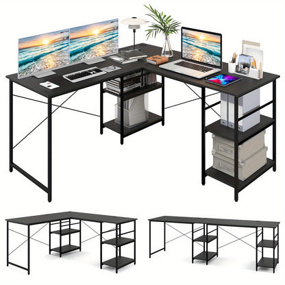 L-vormig bureau – Hoekbureau – Computerbureau – Thuiswerkplek bureau – Gaming bureau – Zwart metalen frame – 151x151 cm werkoppervlak