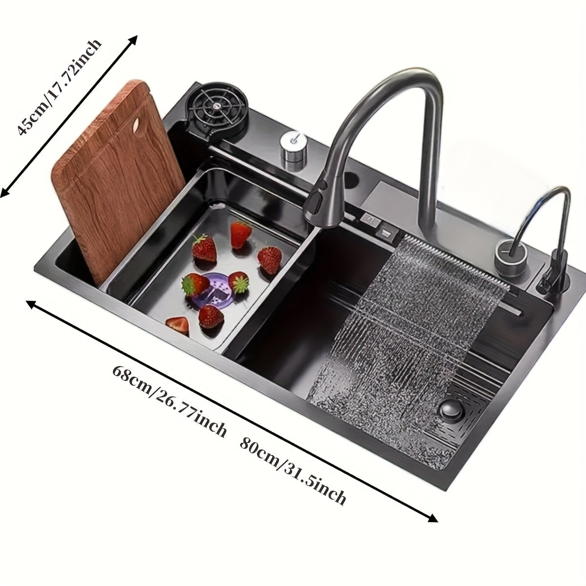 RVS Keukenspoelbak – Spoelbak, Wasbak, Keukenbak, Spoelbak RVS – 68 x 45 cm – Enkele Kom – Compleet Met Kraan en Accessoires