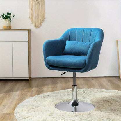 Draaifauteuil – Fauteuil – Lounge Stoel – Relaxstoel – Draaistoel – Lichtblauw – Stof met Linnenstructuur – Met Metalen Frame – Handmatig Draaibaar Zonder Elektriciteit