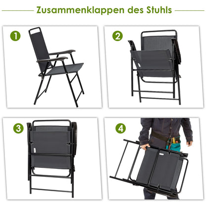 Tuinstoelen – Inklapbare Stoelen – Balkonstoelen – Tuinstoel Set – Campingstoelen – Stevig Metalen Frame – Ademend en Lichtgewicht Textiel