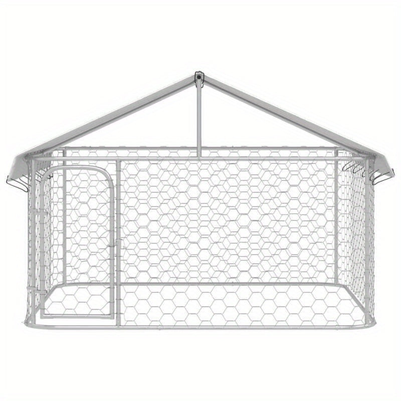 Hondenhok Buiten – Hondenren – Hondenkooi – Hondenkennel – Dierenren – Weerbestendig – Gegalvaniseerd Stalen Frame – 200x200x150 cm Met Dak
