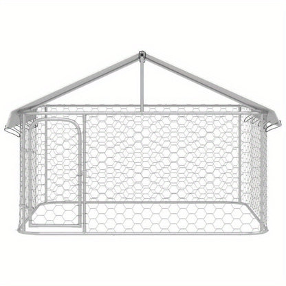 Hondenhok Buiten – Hondenren – Hondenkooi – Hondenkennel – Dierenren – Weerbestendig – Gegalvaniseerd Stalen Frame – 200x200x150 cm Met Dak
