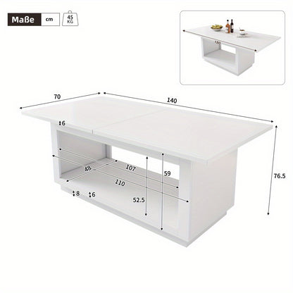 Uitschuifbare Eettafel – Eettafel – Uitklapbare Tafel – Inklapbare Tafel – Tafel Woonkamer – Wit – Ruimtebesparend Design – Stevige MDF Constructie