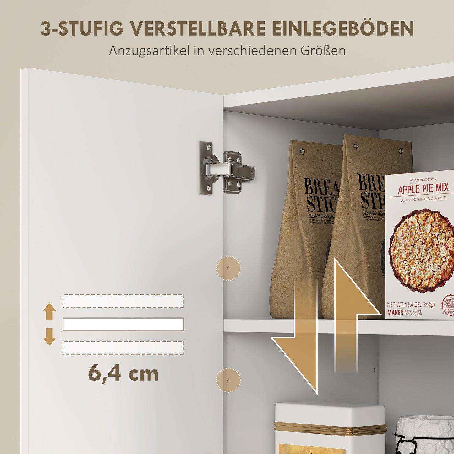 Keukenkast – Keukenmeubel – Opbergkast – Buffetkast – Onderkast – Wit MDF – Met Open Planken en Wijnrek – 5 Deuren