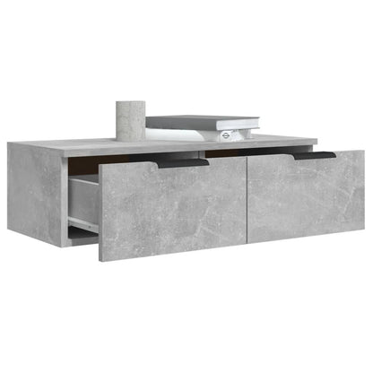 Wandkast – Opbergkast – Vakkenkast – Boekenkast – Dressoir – Set van 2 – Betongrijs – Fineerhout – 68x30x20 cm – Eenvoudige Wandmontage