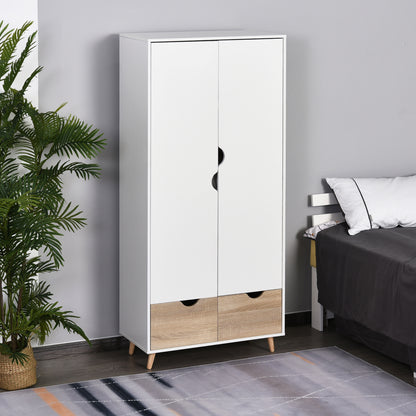 Kledingkast – Garderobekast – Opbergkast – Slaapkamerkast – Witte Kast – Scandinavisch Design – 80x40x180 cm – Melamine Coating