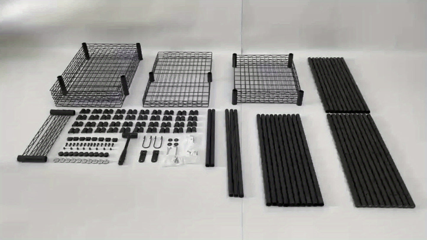 Kledingrek – Garderoberek – Kledingstang – Klerenhanger – Kapstok – Extra Groot – Carbon Staal – 11 Planken – 4 Kolommen – 4 Lagen – Hoog Draagvermogen 499 KG