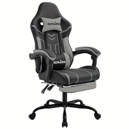 Gaming Stoel – Bureaustoel – Gamer Stoel – Bureaustoel – Zwarte Groene Gaming Chair – Verstelbare Rugleuning 90-170° – Memory Foam Met Lendensteun & Hoofdsteun