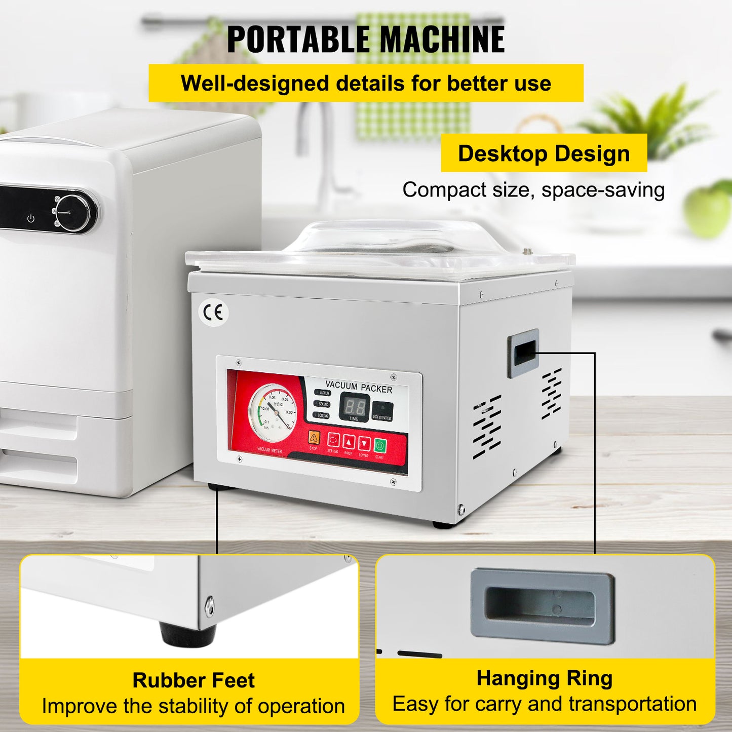 Vacuümkamer sealer – Vacuümmachine – Vacumeermachine – Vacuüm sealer – Vacuum sealer – Krachtige 950W motor – Grote kamer 44x42x7,5 cm