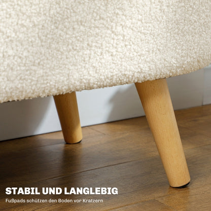 Poef – Opbergpoef – Zitzak – Voetenbankje – Kruk – Wit – Met Opbergruimte – Zacht Stoffen Zitvlak – Compact Ruimtebesparend Design