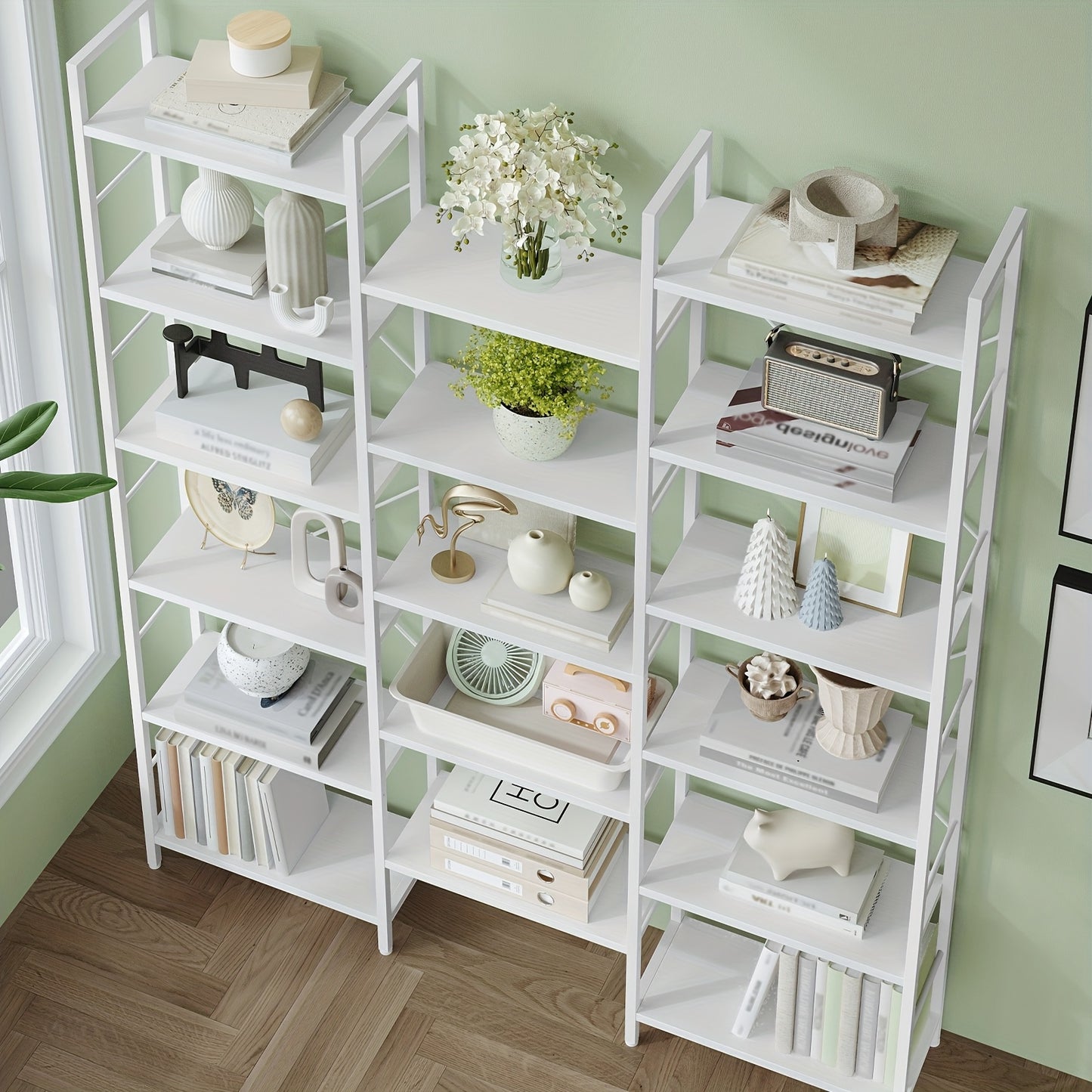 Boekenkast – Boekplank – Boekrek – Opbergkast – Vakkenkast – Wit – 17 Lagen Met Verstelbare Planken – Stabiel Met Metaalframe 24x152x186 cm