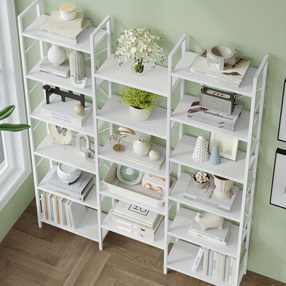 Boekenkast – Boekplank – Boekrek – Opbergkast – Vakkenkast – Wit – 17 Lagen Met Verstelbare Planken – Stabiel Met Metaalframe 24x152x186 cm