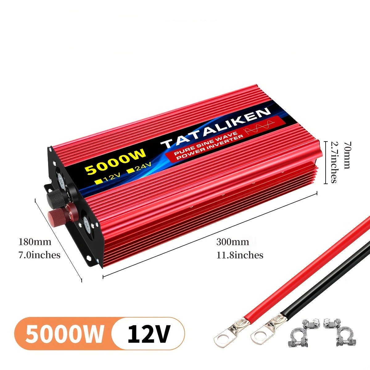 Pure Sinusgolf Omvormer – Spanningsomzetter – DC Naar AC Converter – Voertuigomvormer – Reisomvormer – 5000W Piekvermogen – USB Oplader – Aluminium Behuizing