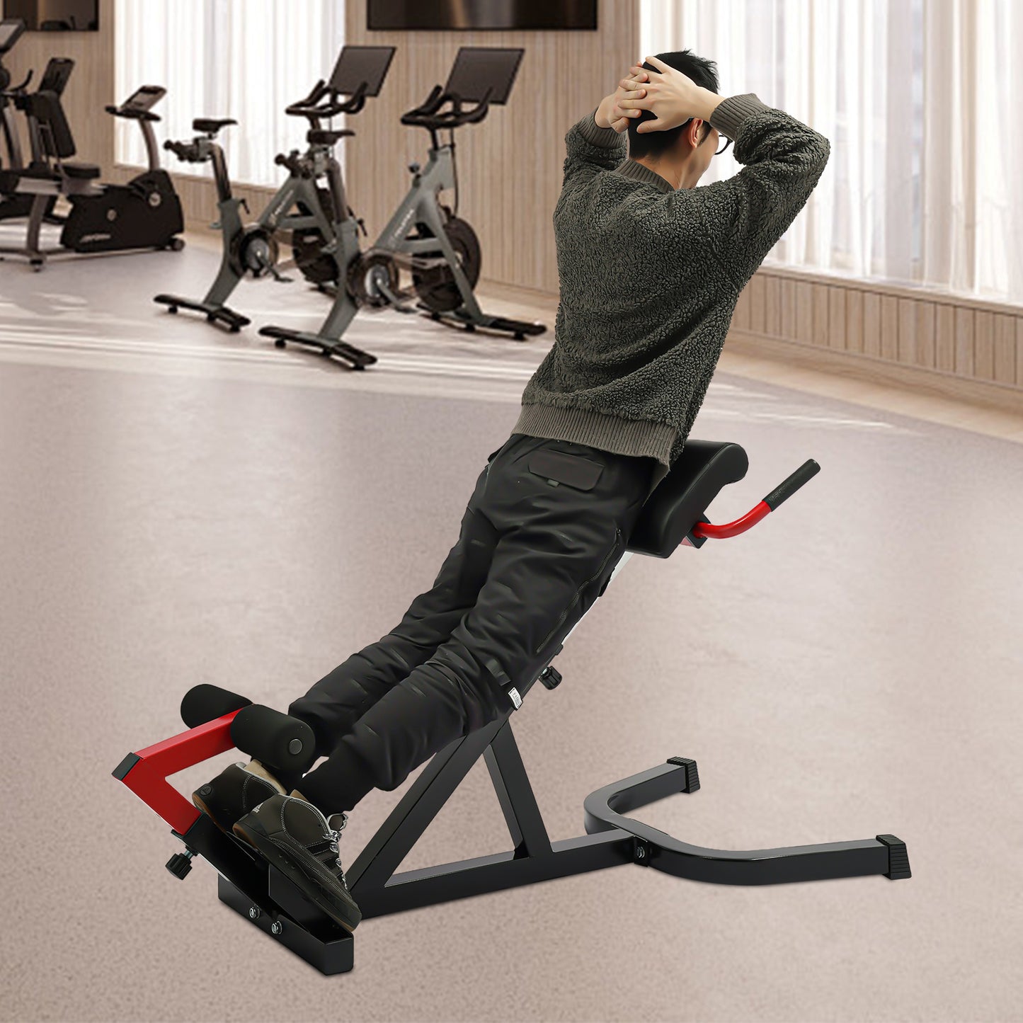 OUKANING Multi-Functional Weight Bench, Roman Chair Workout Bench, Sit Up Bench Ab, Back, and Core Strength Exercise Fitness Hyperextension Weight Bench Back Extension Bench for Multi-Functional Full Body Workout