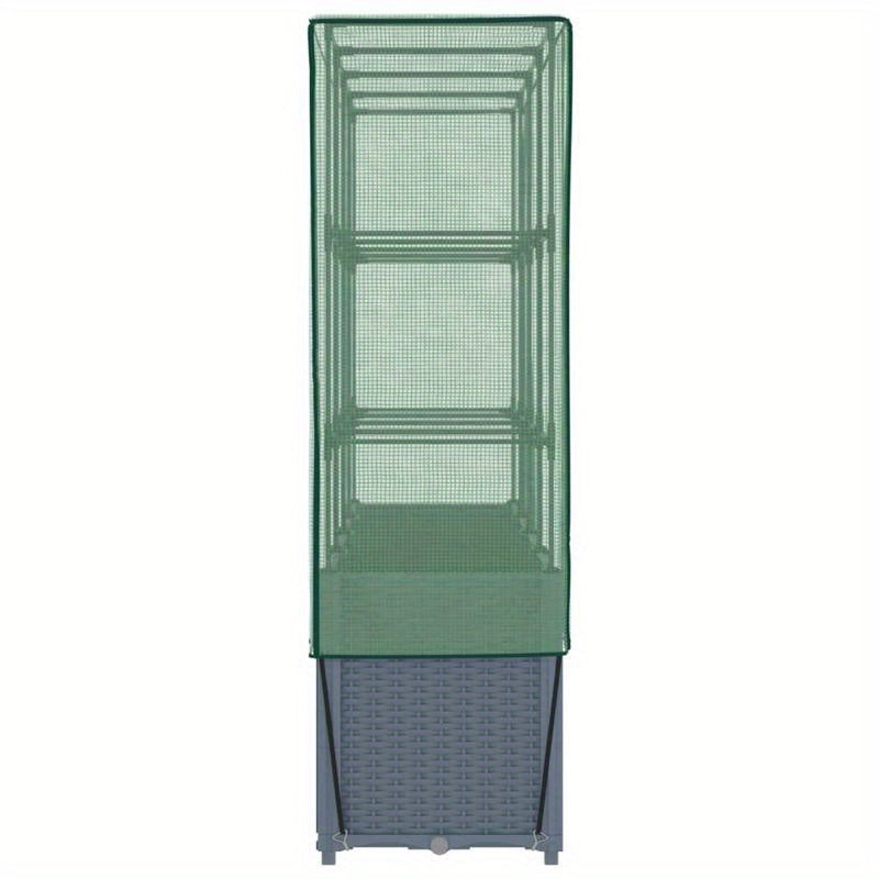 Elevated Raised Planter with Cashew Shells, 160x40x153cm, Rattan-Style Design for Garden or Patio, Durable Plastic Construction with Mesh Sides for Ventilation and Drainage, Patio Planter Box | Rattanlook Planter | Woven Text