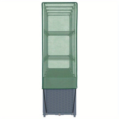 Elevated Raised Planter with Cashew Shells, 160x40x153cm, Rattan-Style Design for Garden or Patio, Durable Plastic Construction with Mesh Sides for Ventilation and Drainage, Patio Planter Box | Rattanlook Planter | Woven Text
