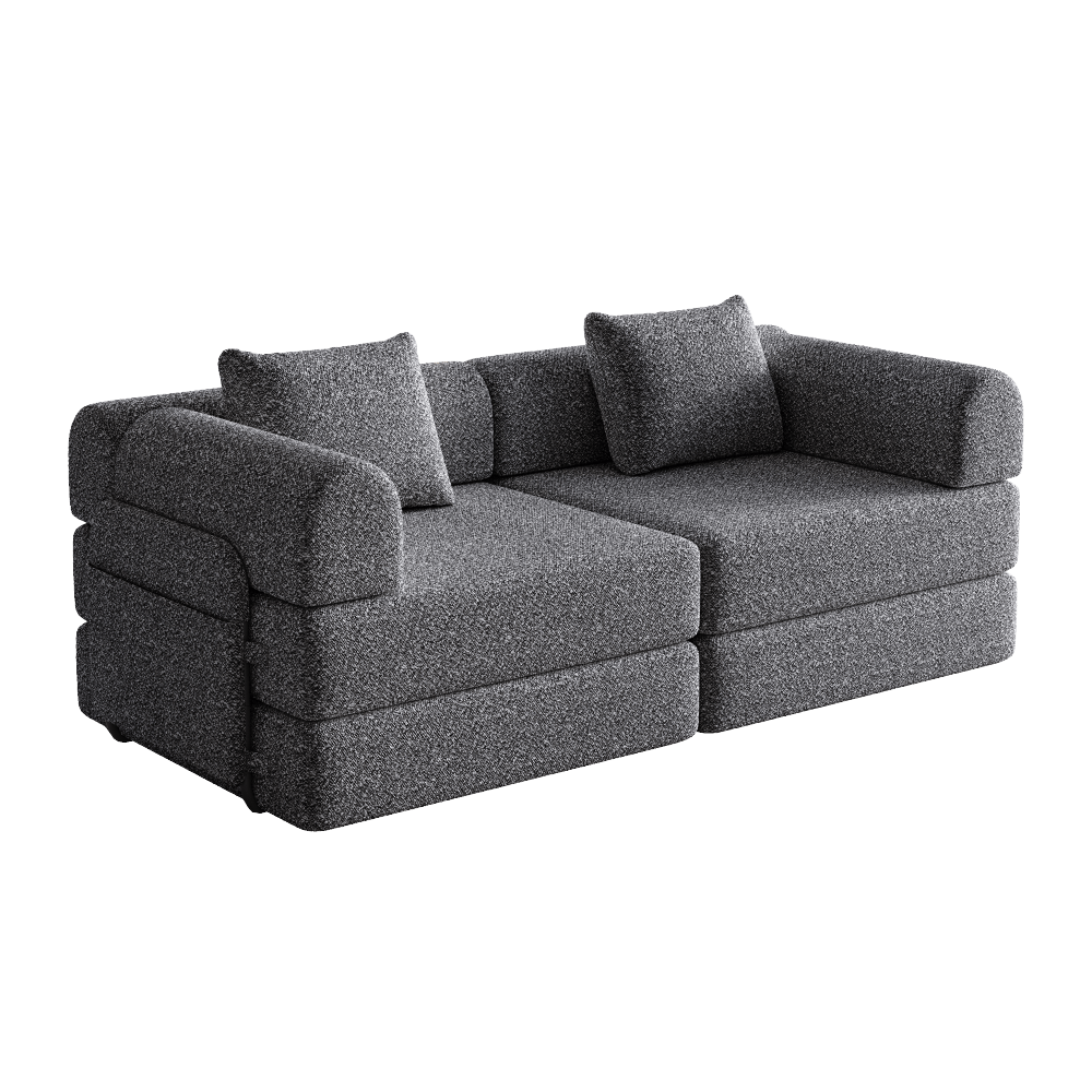 Loveseat – 2-zitsbank – Slaapbank – Sofa – Zithoek – Chenille Stoffering – Met Opbergruimte – Drie Metalen Frames – Modular Uitbreidbaar – Khaki