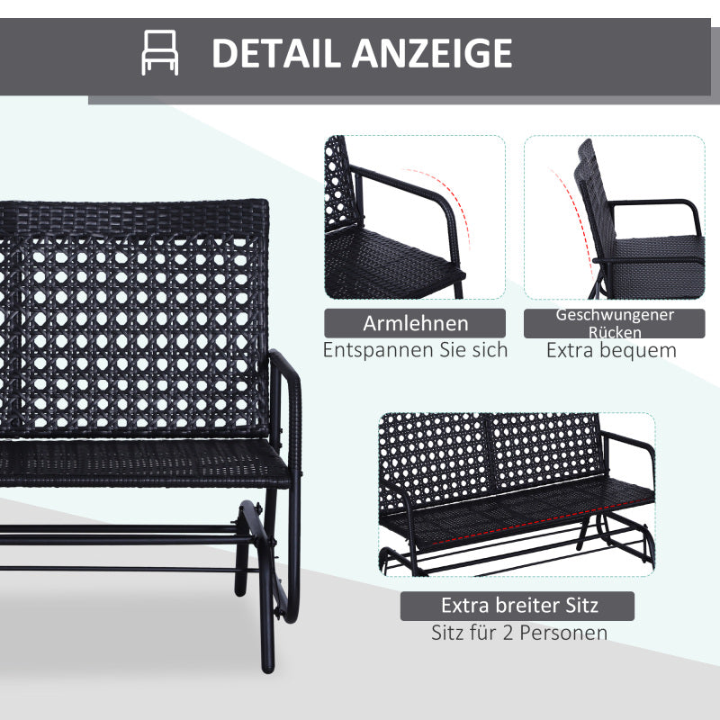 Schommelbank – Schommelstoel – Tuinbank – Buitenbank – Zweisitzer – Poly rattan – 2 Persoons – Weerbestendig – Handmatig Schommelend