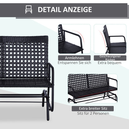 Schommelbank – Schommelstoel – Tuinbank – Buitenbank – Zweisitzer – Poly rattan – 2 Persoons – Weerbestendig – Handmatig Schommelend