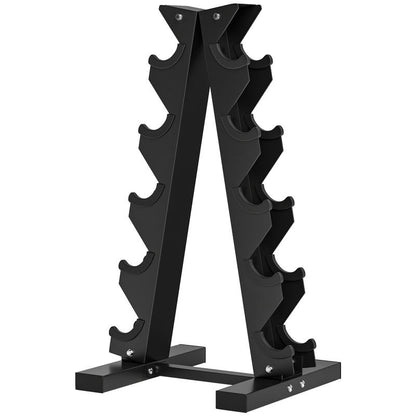 Halterschijfrek – Dumbbellrek – Gewichtenrek – Halterrek – Opbergrek – Stalen Frame – Stevig En Compact – Capaciteit 100 Kg – 5 Niveaus – Zwart 66x35x33 cm