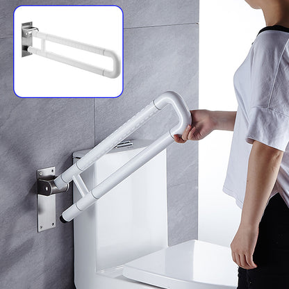 Opklapbare Badkamerhandgreep – Steunbeugel – Wandsteun – Toiletbeugel – Veiligheidsbeugel – Roestvrij Staal – Antislip Oppervlak – 226,8 kg Draagkracht – Ruimtebesparend 90° Flip-Up – Wit – 60 cm