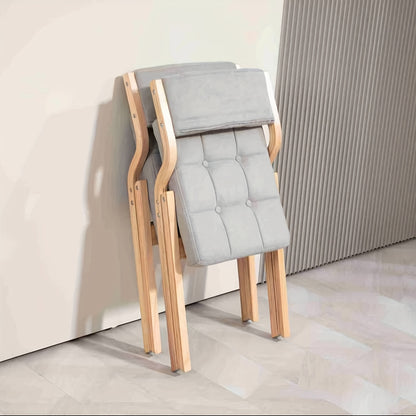 Folding Chair with Cushion, Wooden Upholstered Folding Chair 2pcs Set, Portable Assembled Folding Dining Chairs for Guests, Kitchen, Office, Wedding And Party, Gray