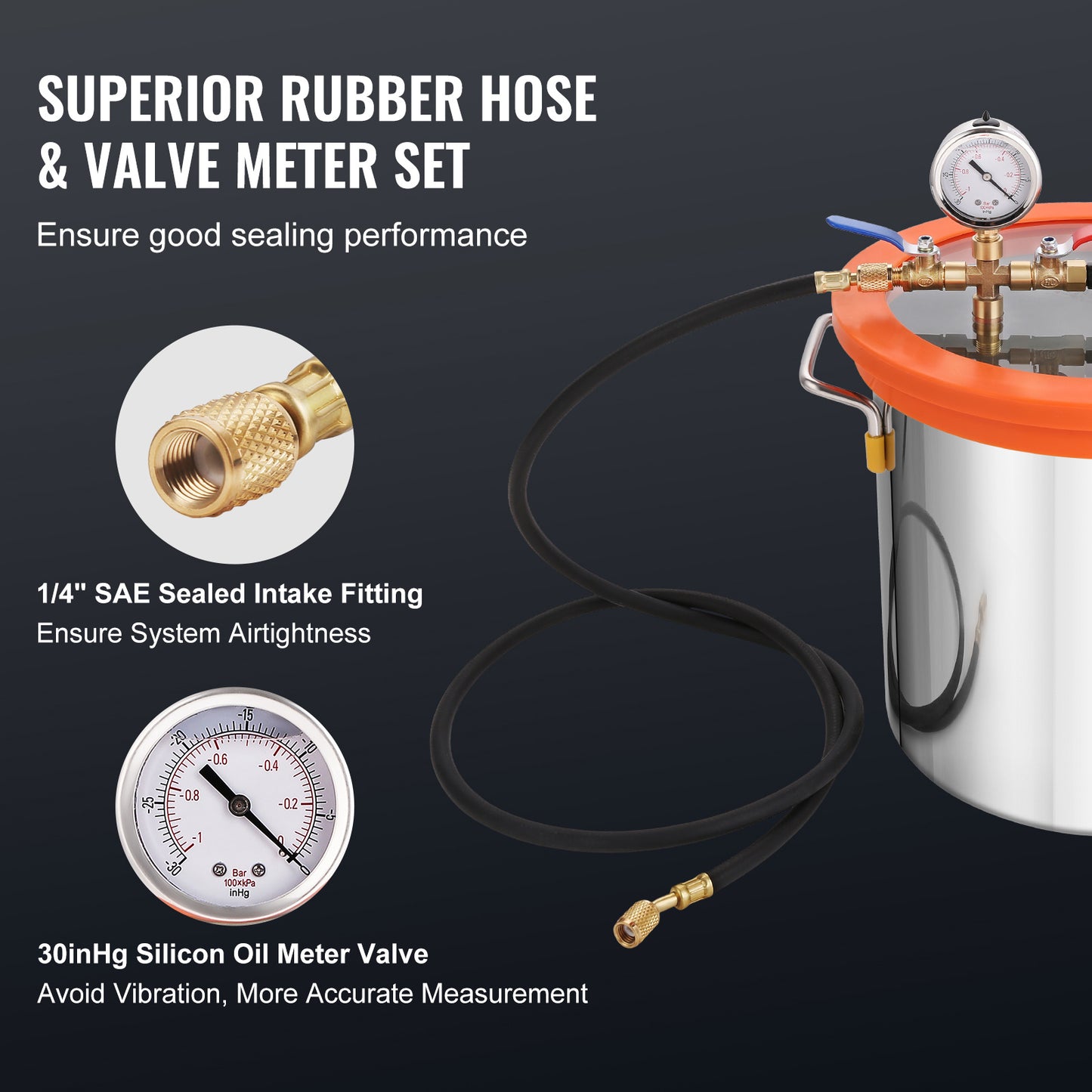 Vacuümkamer – Vakuumkamer – Ontgassingskamer – Vacuümpomp – Verpakkingsmachine – 3 Gallon Capaciteit – 3,5 CFM Enkeltraps Pomp