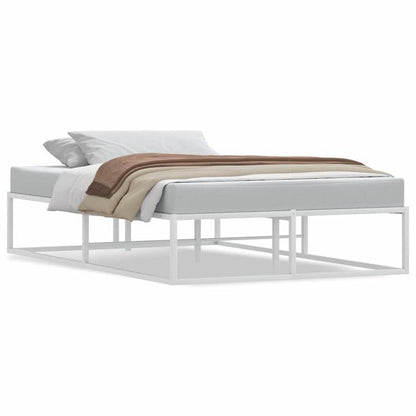 WHITE WHITE MATERASTER 120x200cm in Metal, Bed Base, Bed Frame, Minimalist Style, Modern Furniture, Metal Frame, Easy Assembly, No Mattress Included, Queen Size Bed, Modern Households, Renters