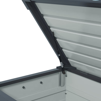Opbergbox Buiten – Tuinkussenbox – Tuinkist – Tuinopberger – Tuinkistje – Met Handvatten en Wielen – 295 Liter Capaciteit – Gegalvaniseerd Metaal