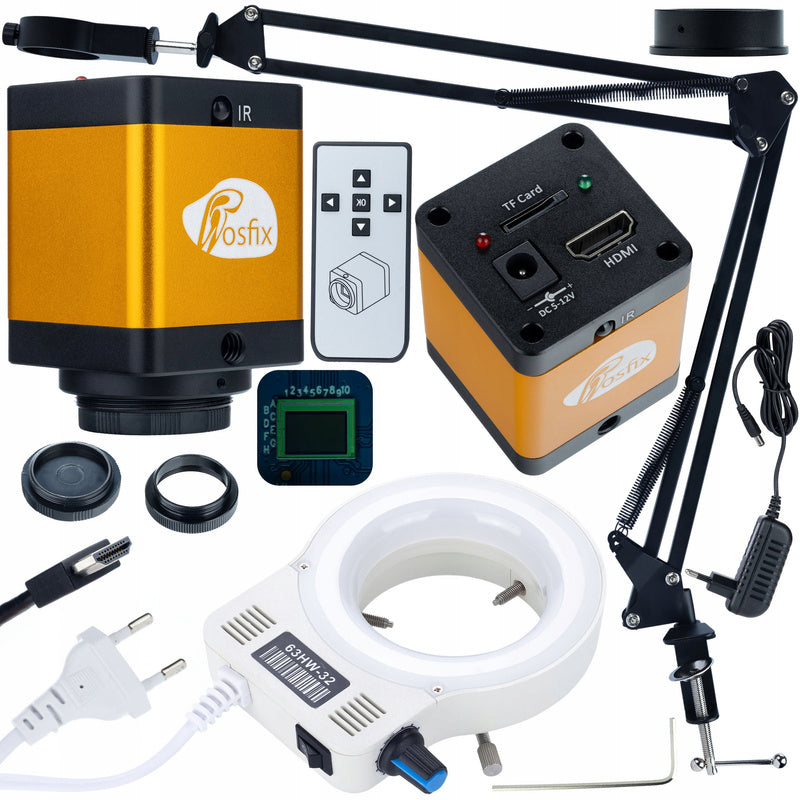 Digitale Microscoop – Digitale Microscooparm – Microscoopstandaard – Microscoopaccessoire – Microscoophouder – 12MP HDMI Camera – 32-LED Verlichting – Aluminium Regelbare Arm 50mm