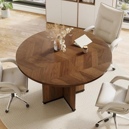 Ronde Eettafel – Keukentafel – Dinertafel – Tafel Voor 4 – Eetkamertafel – Industrieel Design – 120 cm Diameter – Robuust MDF Met X-Poot