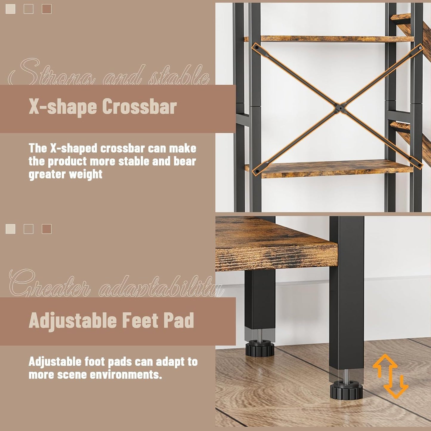 Large Modern 4-Tier Bookshelf with Display Shelf - Heavy-Duty & Metal Frame Bookcase, Freestanding Tall Shelf Unit Suitable for Living Room, Bedroom, Home Office - Assembly, Space-Saving Furniture