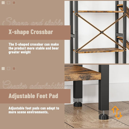 Large Modern 4-Tier Bookshelf with Display Shelf - Heavy-Duty & Metal Frame Bookcase, Freestanding Tall Shelf Unit Suitable for Living Room, Bedroom, Home Office - Assembly, Space-Saving Furniture