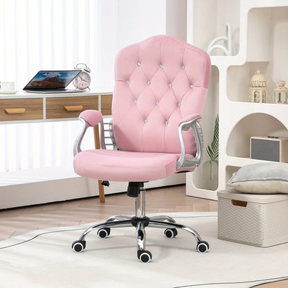 Bureaustoel – Ergonomische Stoel – Office Chair – Draaistoel – Bureaustoelen Voor Volwassenen – Roze Kleur – Houten Frame – Schommelfunctie – Verstelbare Hoogte – Max 120 Kg