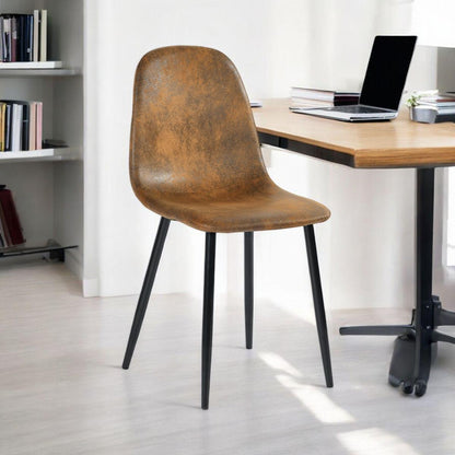 Bureaustoel – Werkstoel – Desk Chair – Office Chair – Vergaderstoel – Suède Bekleding – Ergonomische Rugleuning – Bruin – 45x54,5x86 cm – Metalen Frame – Set Van 4