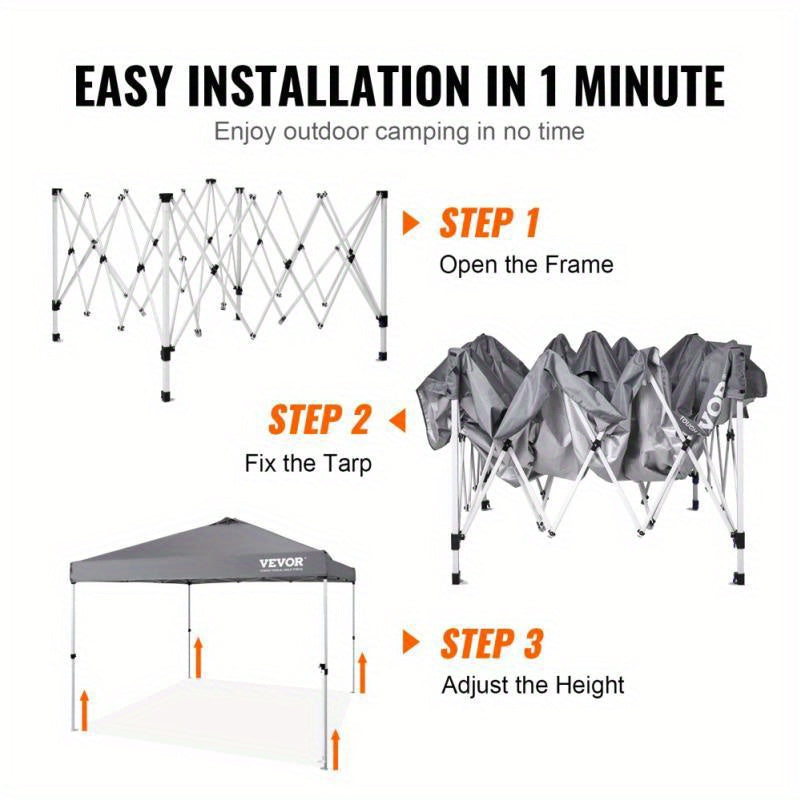 Pop-up Tent – Vouwtent – Canopy – Zonnescherm – Partytent – 3,05x3,05 Meter – Donkergrijs – Snel Op Te Zetten – Inclusief Draagtas