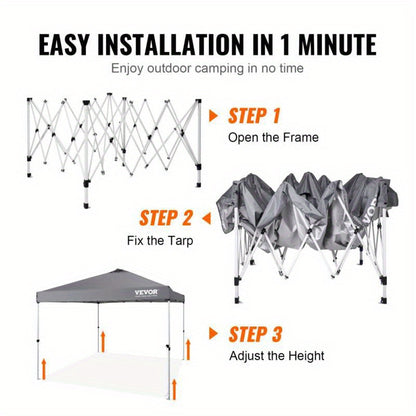Pop-up Tent – Vouwtent – Canopy – Zonnescherm – Partytent – 3,05x3,05 Meter – Donkergrijs – Snel Op Te Zetten – Inclusief Draagtas