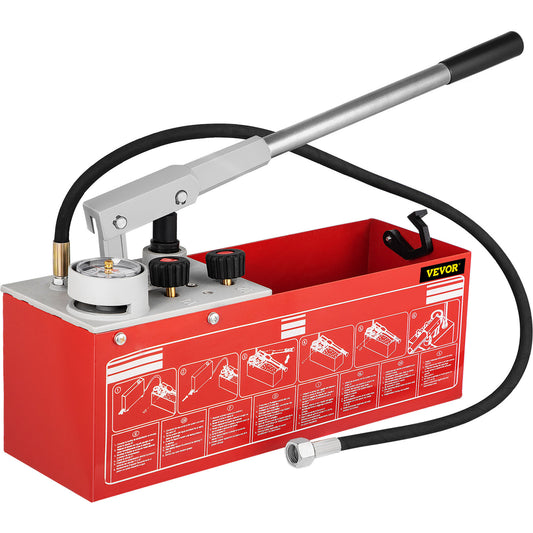 Druktestpomp – Hydrostatische Testpomp – Handpomp – Waterdruktester – Drukmeter – 60 Bar Max Testdruk – 12 Liter Waterreservoir