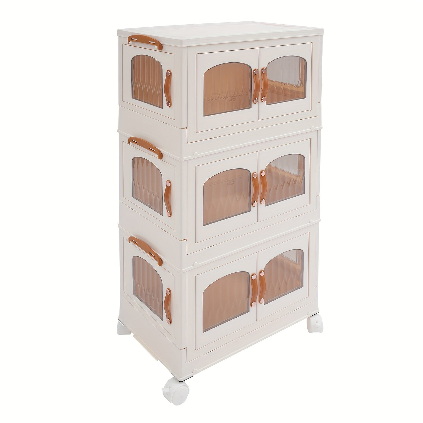 Opvouwbare Opberger – Opbergbox Met Wielen – Vouwkast Organizer – 3-laags Kastje – Milky White – Ruimtebesparend – Draagvermogen 50 kg