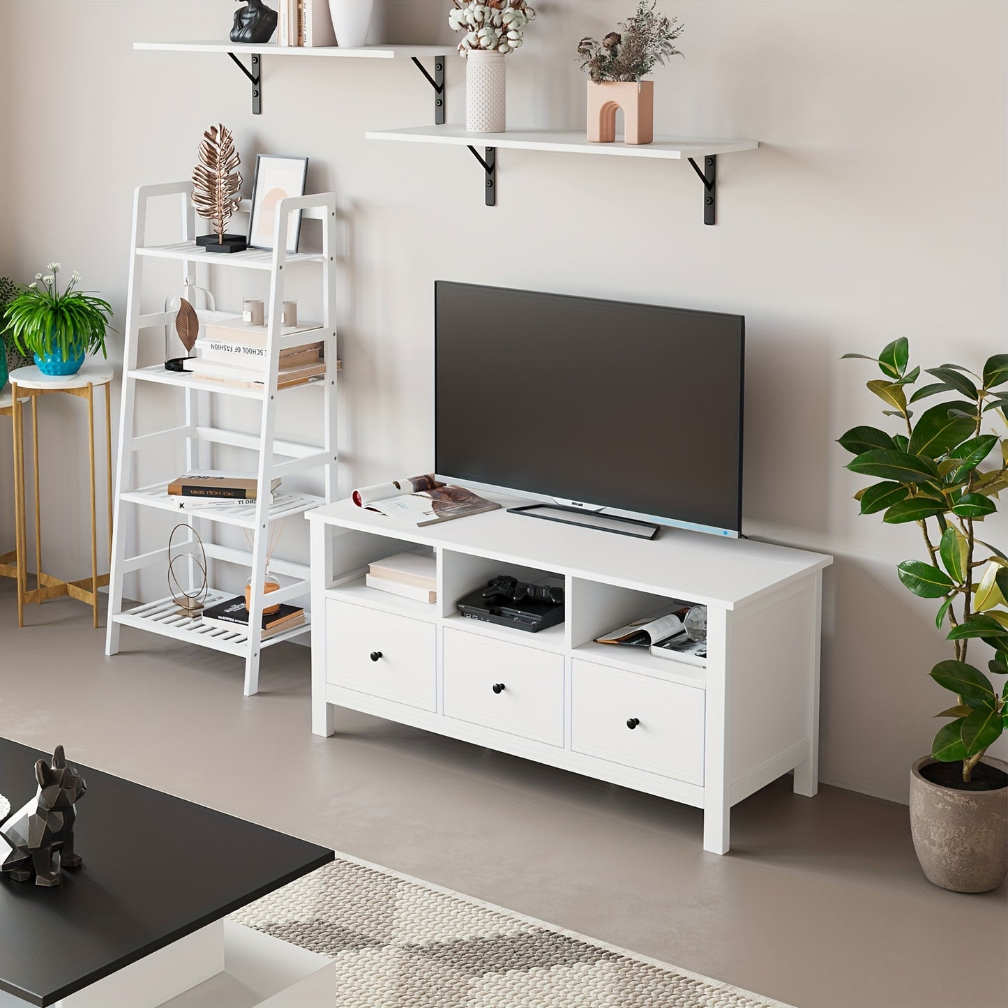Tv-meubel – Tv-kast – Mediameubel – Tv-meubel met Laden – Dressoir – Modern Wit – Stevig MDF & Houtplaat – 4 Laden & Open Planken