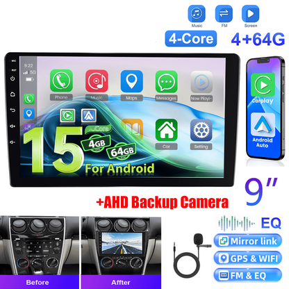 Android 15 Autoradio – Car Stereo – Multimedia Systeem – Navigatiesysteem – Touchscreen Radio – 9 Inch 1280P IPS – Draadloos CarPlay & AHD Achteruitrijcamera