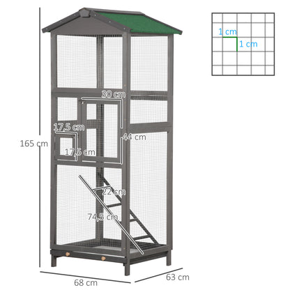 Vogelkooi – Vogelvolière – Vogelkooi Buiten – Vogelverblijf – Vogelcage – Groot Formaat – Hout Met Asfalt Dak – Uitneembare Onderlade