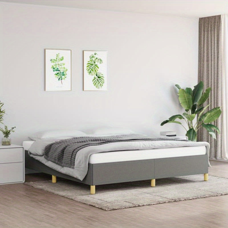 Dark Gray Spring Bed Frame 160x200cm in Fabric Practical, removable, suitable for all seasons