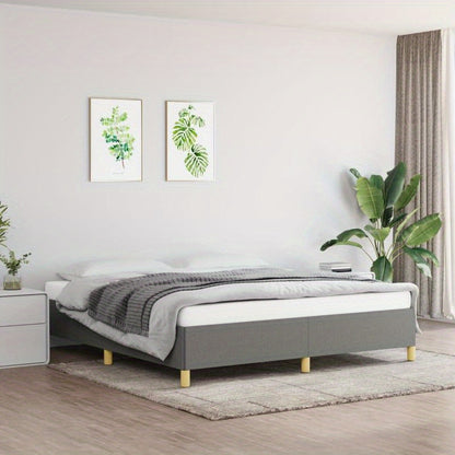 Dark Gray Spring Bed Frame 160x200cm in Fabric Practical, removable, suitable for all seasons