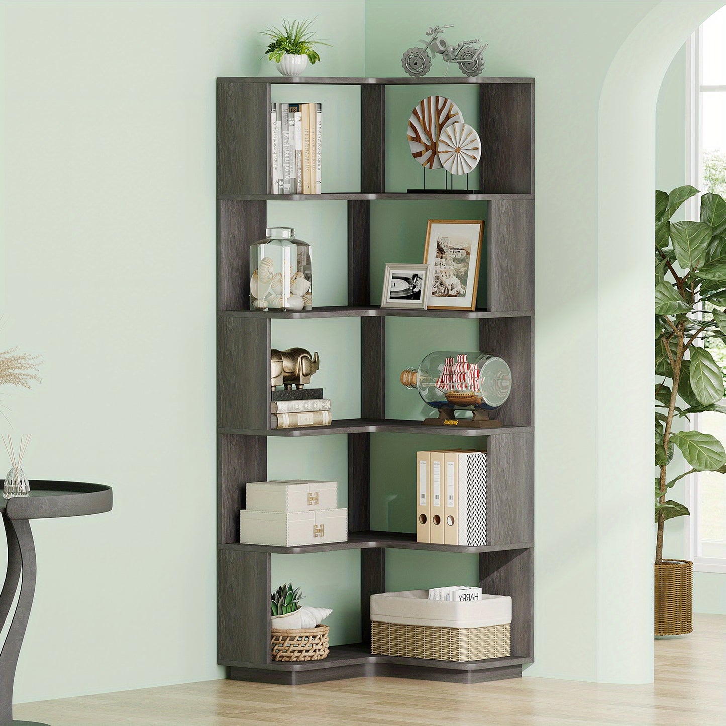 Boekenkast – Boekenrek – Opbergkast – Wandkast – Vakkenkast – Industrieel Design – 164,85 cm Hoog – Antitip Veiligheid